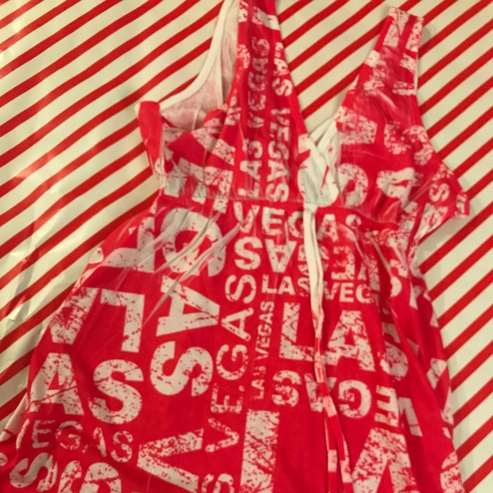 Dress with Las Vegas print pink/white